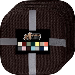 Gorilla Grip Chair Cushions, Set of 4, 16x16, Memory Foam Pads for Dining Room, Kitchen Table, Office Desk, Rocking Chairs, Stay in Place Backing, Comfortable Microfiber Seat Cover Pad Cushion, Brown