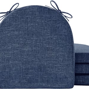 Chair Cushions for Dining Chairs with Ties and Removable Cover, Dining Kitchen Chair Pads with Non-Slip Bottom, High-Resilience Indoor Seat Cushions, 16'' x 16'' x 2'', Set of 4, Navy