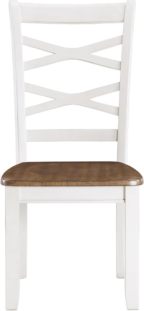 Lexicon Dining Table Set for 6 with Chairs, Solid Wood 7 Piece Farmhouse Dining Room Table and Chairs Set of 6, Cross Back, Easy Assembly Seater for Indoor Home, Dinner, Kitchen, Cherry/White