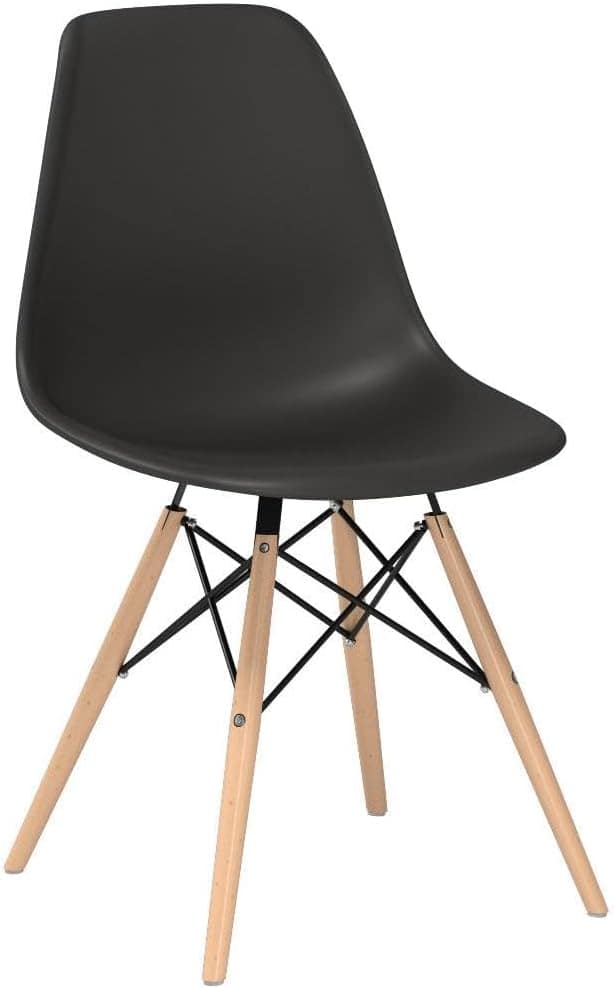 Furmax Pre Assembled Modern Style Dining Chair Mid Century Modern DSW Chair, Shell Lounge Plastic Chair for Kitchen, Dining,Bedroom, Living Room Side Chairs Set of 4 (Black)