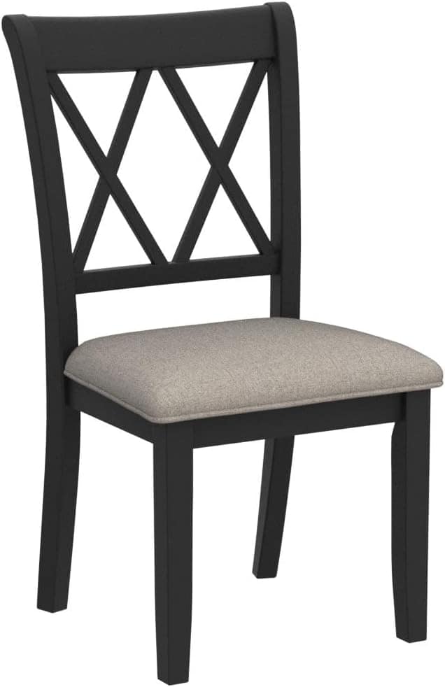 Roundhill Furniture Windvale Fabric Upholstered Dining Chair in Black, Set of 2