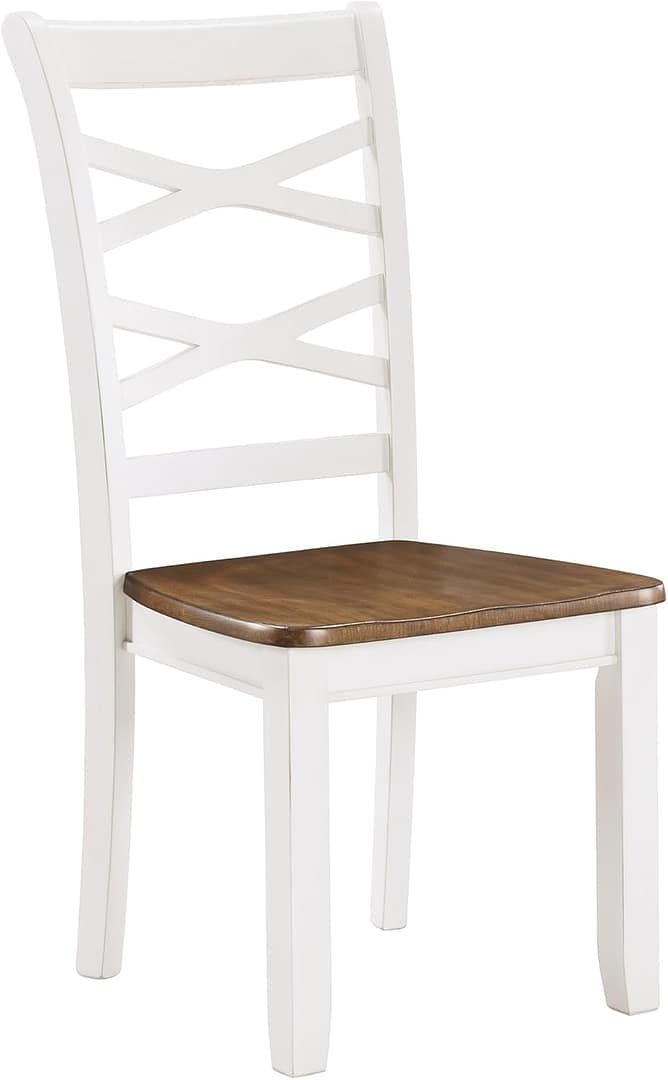 Lexicon Dining Table Set for 6 with Chairs, Solid Wood 7 Piece Farmhouse Dining Room Table and Chairs Set of 6, Cross Back, Easy Assembly Seater for Indoor Home, Dinner, Kitchen, Cherry/White