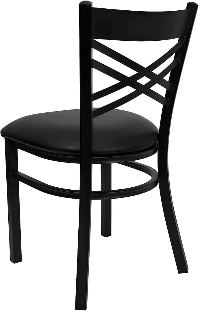 Flash Furniture Hercules Series “X” Back Metal Restaurant Chairs, Modern Upholstered Armless Dining Chairs for Restaurants/Kitchens, Set of 2, Black