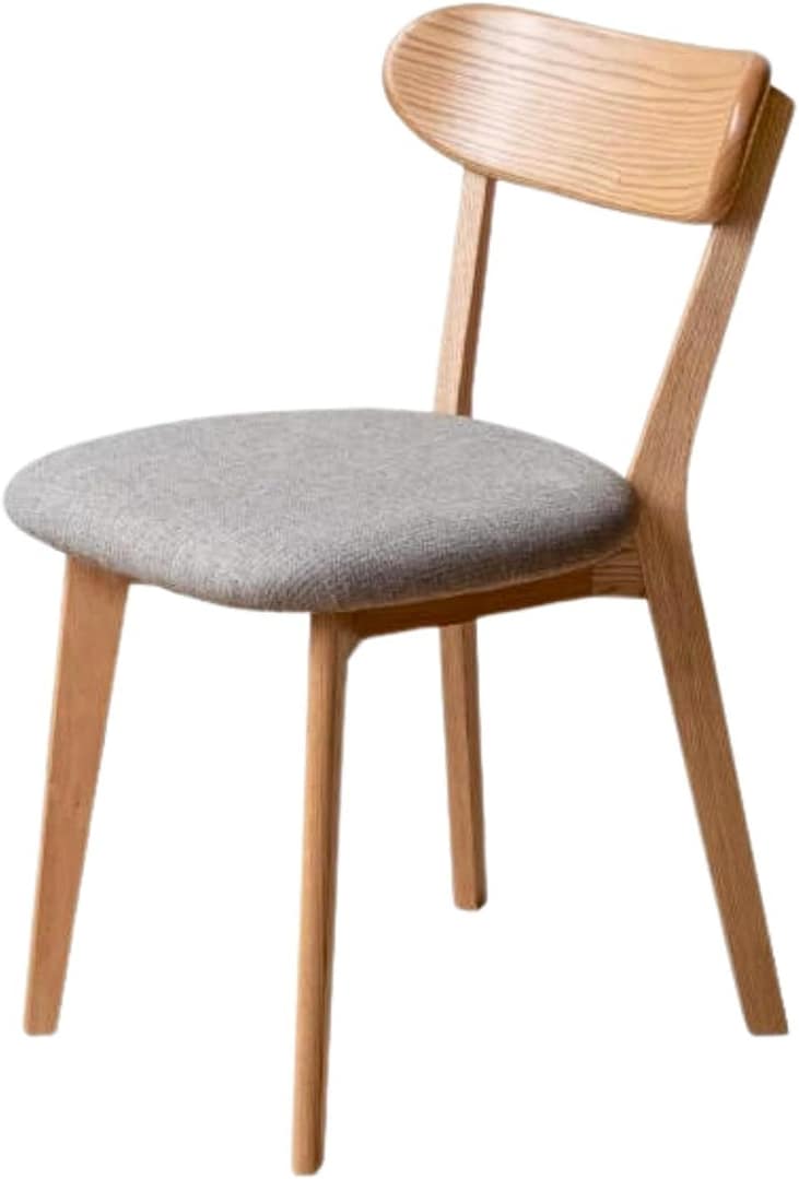100% Solid Oak Wood Dining Chairs,Mid Century Modern Dining Chairs with Upholstered Cushion,Kitchen,Dining Room Chairs Set of 1/2/4 (1, Walnut Color Grey Upholstery)