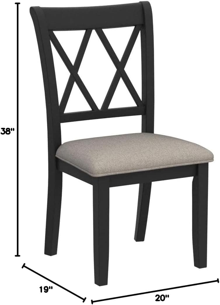 Roundhill Furniture Windvale Fabric Upholstered Dining Chair in Black, Set of 2