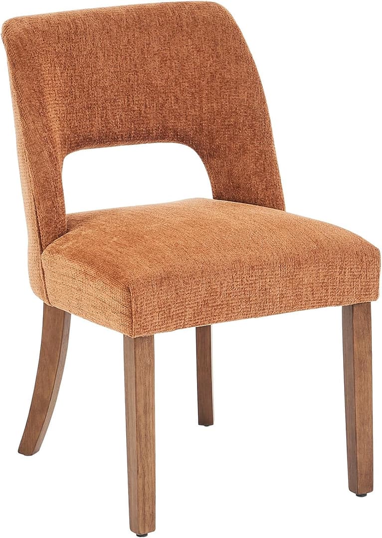 VKNOW Wooden Dining Chairs Set of 4, Modern Fabric Upholstered Dining Room Chair Kitchen Chairs, Farmhouse Dinner Chair for Kitchen Dining Room, Orange