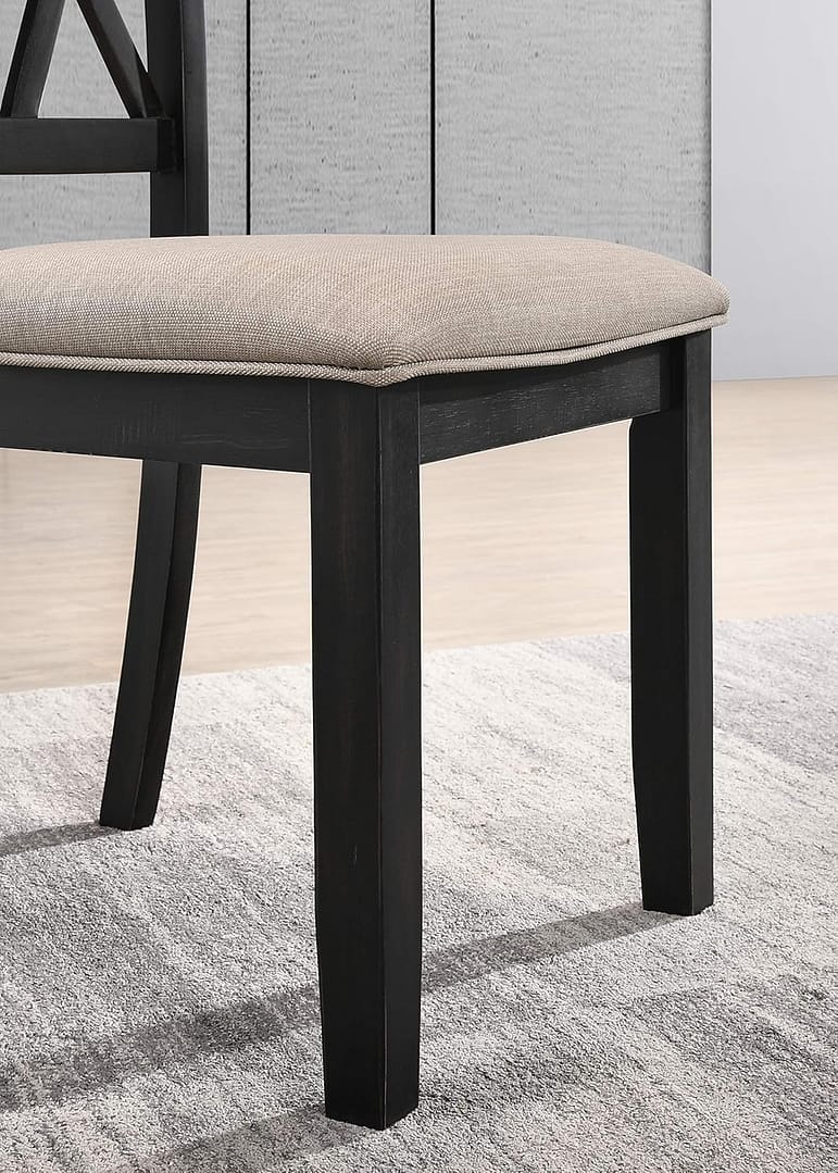 Roundhill Furniture Windvale Fabric Upholstered Dining Chair in Black, Set of 2