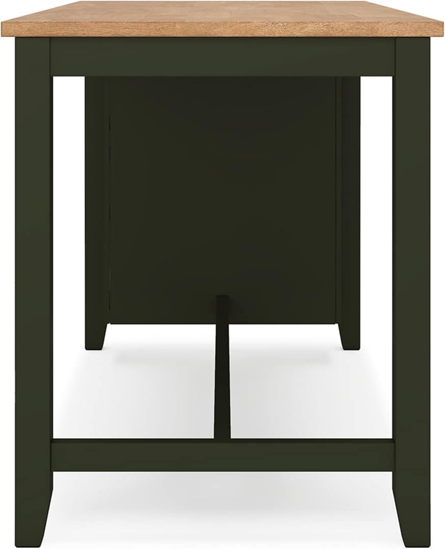 Signature Design by Ashley Gesthaven Modern Counter Height Dining Table with 3 Shelves and Trestle Base, Light Brown & Green