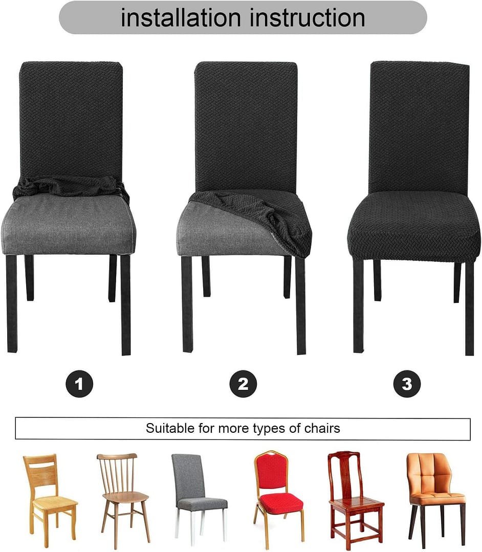 Genina Waterproof Chair Covers for Dining Room Dining Chair Covers Kitchen Parsons Chair Covers (White, 6 PCS)