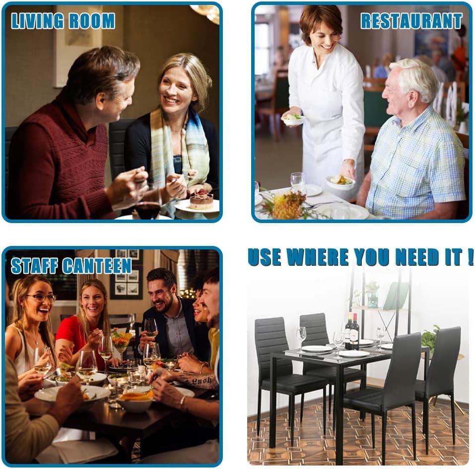 FDW Dining Table Set Glass Dining Room Table Set for Small Spaces Kitchen Table and Chairs for 4 Table with Chairs Home Furniture Rectangular Modern (Black Glass)