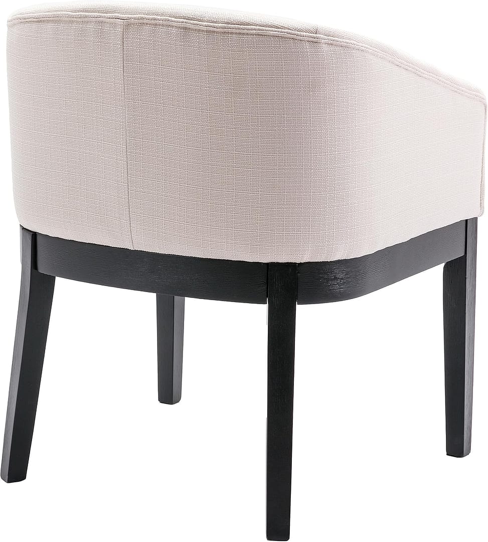 Beige Dining Chairs Set of 2 Mid-Century Modern Dining Chairs Linen Upholstered Kitchen Dining Room Chairs Curved Backrest Dining Chairs with Black Wood Legs