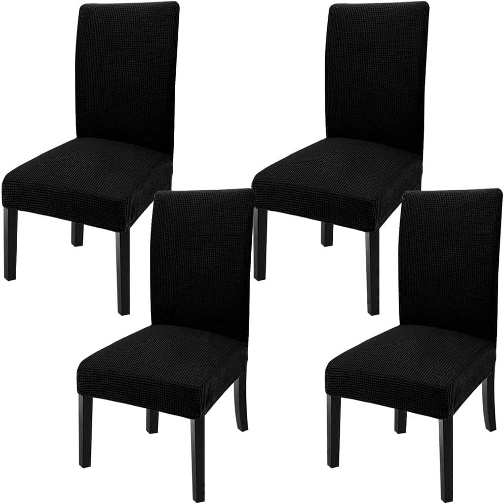 GoodtoU Chair Covers for Dining Room 4 Pack, Stretch Parson/Dining Chair Slipcover Removable Washable Chair Protector for Home/Restaurant/Banquet,Forros para Sillas de Comedor(Black, Set of 4)